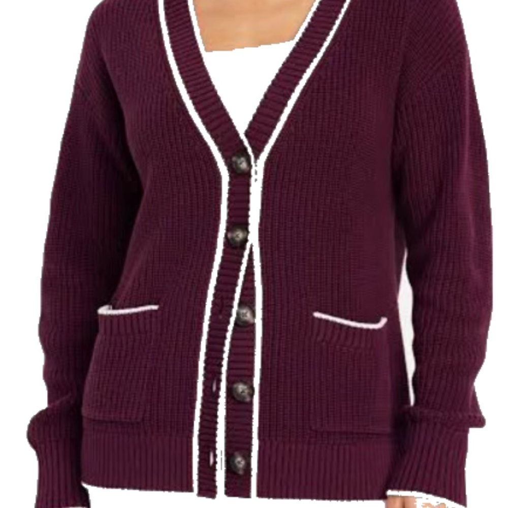 Old Navy Burgundy Cardigan Sweater 100% cotton